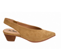 "Emi" - Pointed Toe Slingback Kitten Heel - Tan