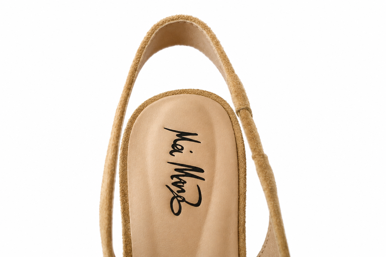 "Emi" - Pointed Toe Slingback Kitten Heel - Tan