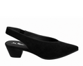 "Emi" - Pointed Toe Slingback Kitten Heel - Black