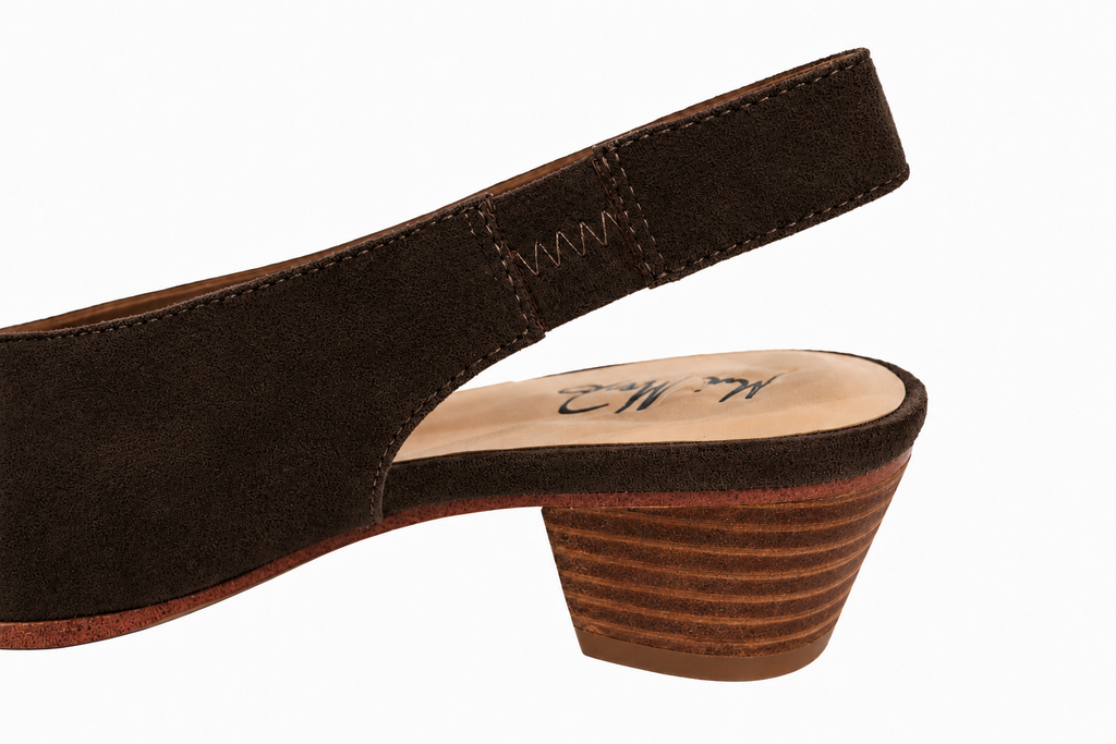 "Emi" - Pointed Toe Slingback Kitten Heel - Brown