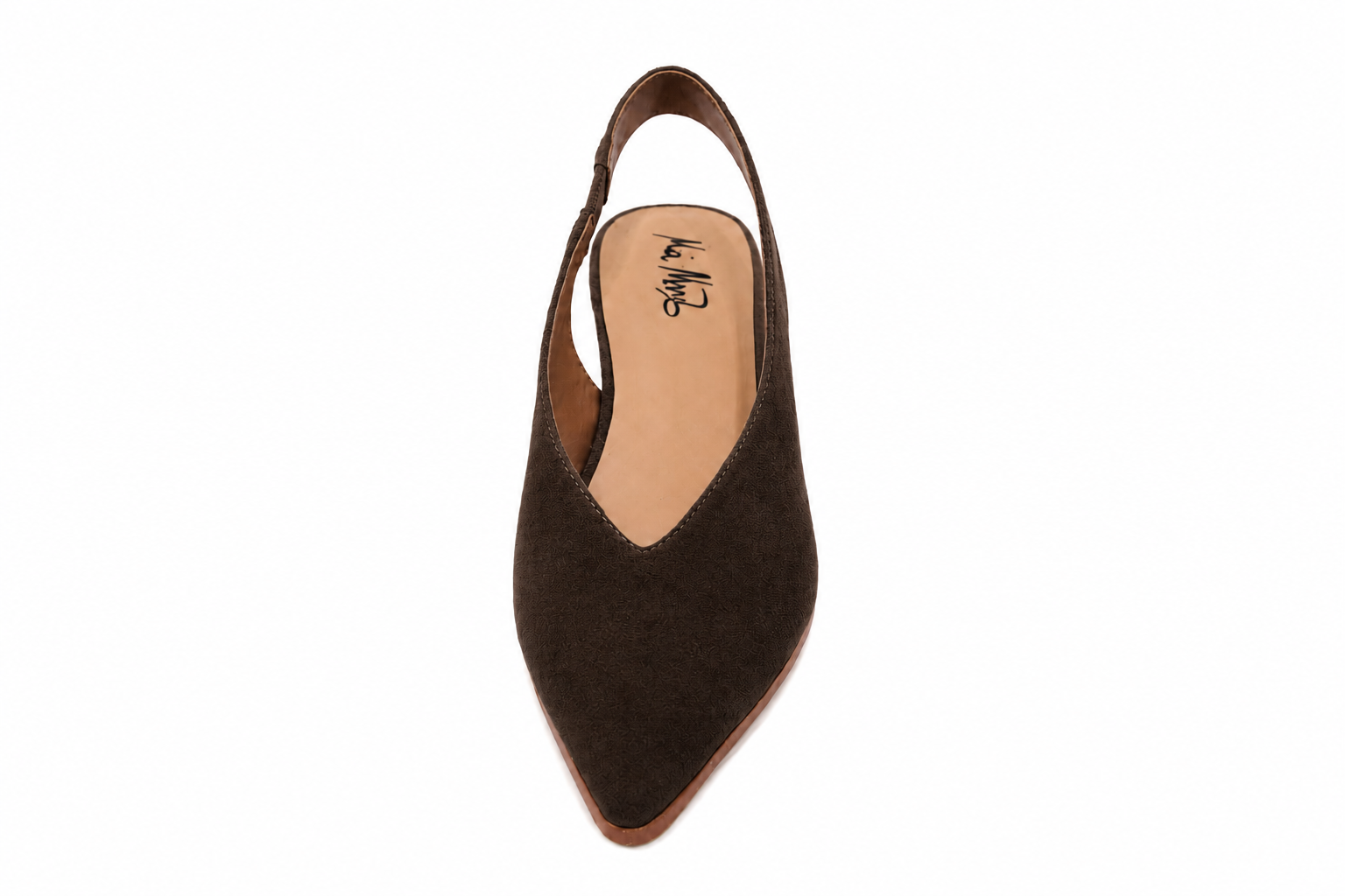 "Emi" - Pointed Toe Slingback Kitten Heel - Brown