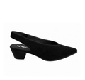 "Emi" - Pointed Toe Slingback Kitten Heel - Black