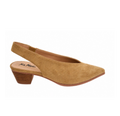 Tan Pointed Toe Slingback Kitten Heel