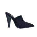 women's high heeled vegan suede mule in back