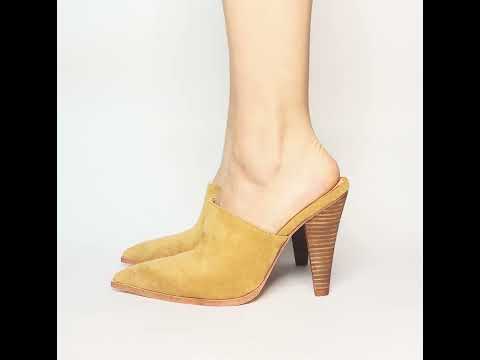 “Mei” High Heel Pointed Toe Mule - Tan